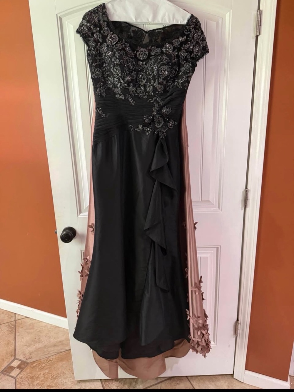 Black & Mauve Embellished Evening Gown